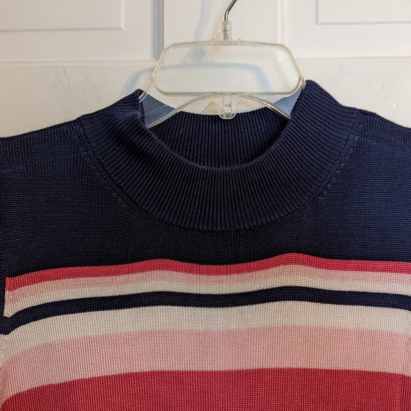 Host Pick! Preston & York Petites Navy & Pink Striped Sleeveless Sweater sz PM - Picture 5 of 7